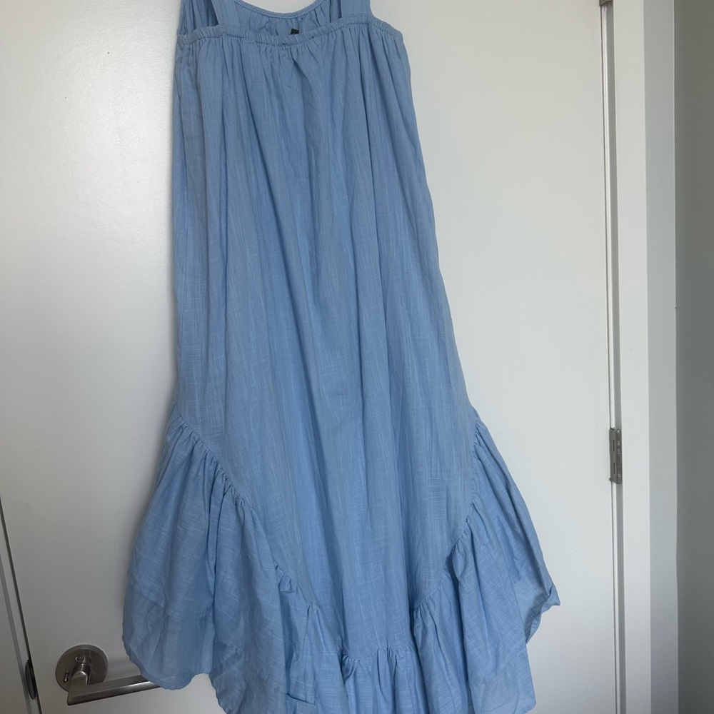 LORNA LUXE BLUE 'PADIERNA' GRADUATED HEM TRAPEZE DRESS -  High Low Dress - Picture 9 of 13
